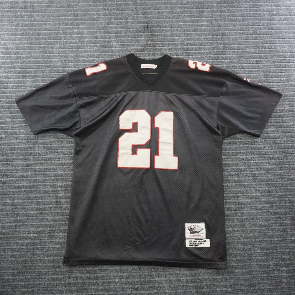 Mitchell & Ness Football Jersey Mens 50 Black Deion Sanders Falcons 1988-1989